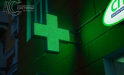 Пример расчета аптечного креста из композита и открытых светодиодов.